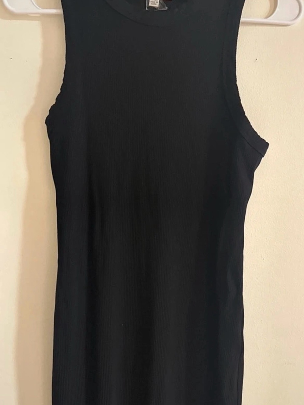 Sleek Black Ribbed Tank Dress - Modern Women's Tank Top